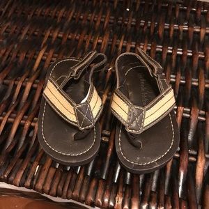 Brown and tan sandals
